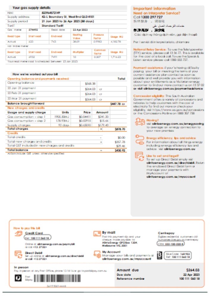 Alinta energy gas utility business bill, page 2, SCR PSD template